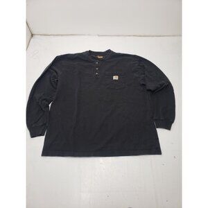 Carhartt Mens Black Original Fit Long Sleeve W/ Pocket 1/4 Button Up T-shirt Lg